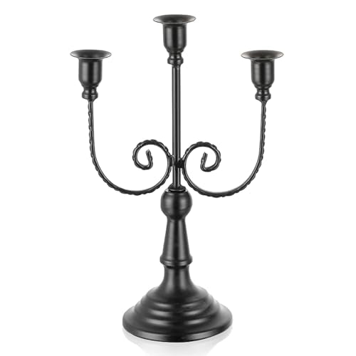 Gothic 3 Arm Candelabra - 12" Black Candle Holder