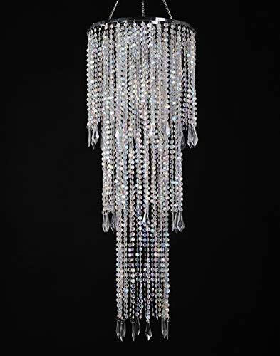 Iridescent Acrylic Beaded Chandelier - 3 Tiers, 10.25" x 30"