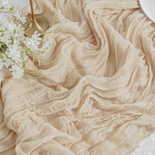 Beige Cheesecloth Table Runner 35x120 Inches