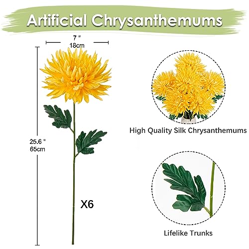 Chrysanthemums - Yellow - 6PCS