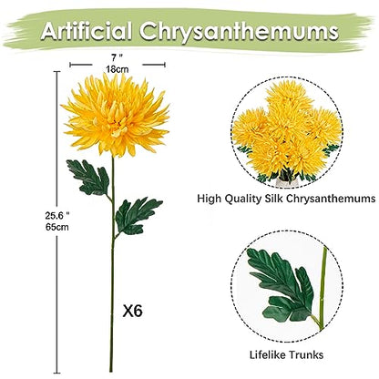 Chrysanthemums - Yellow - 6PCS
